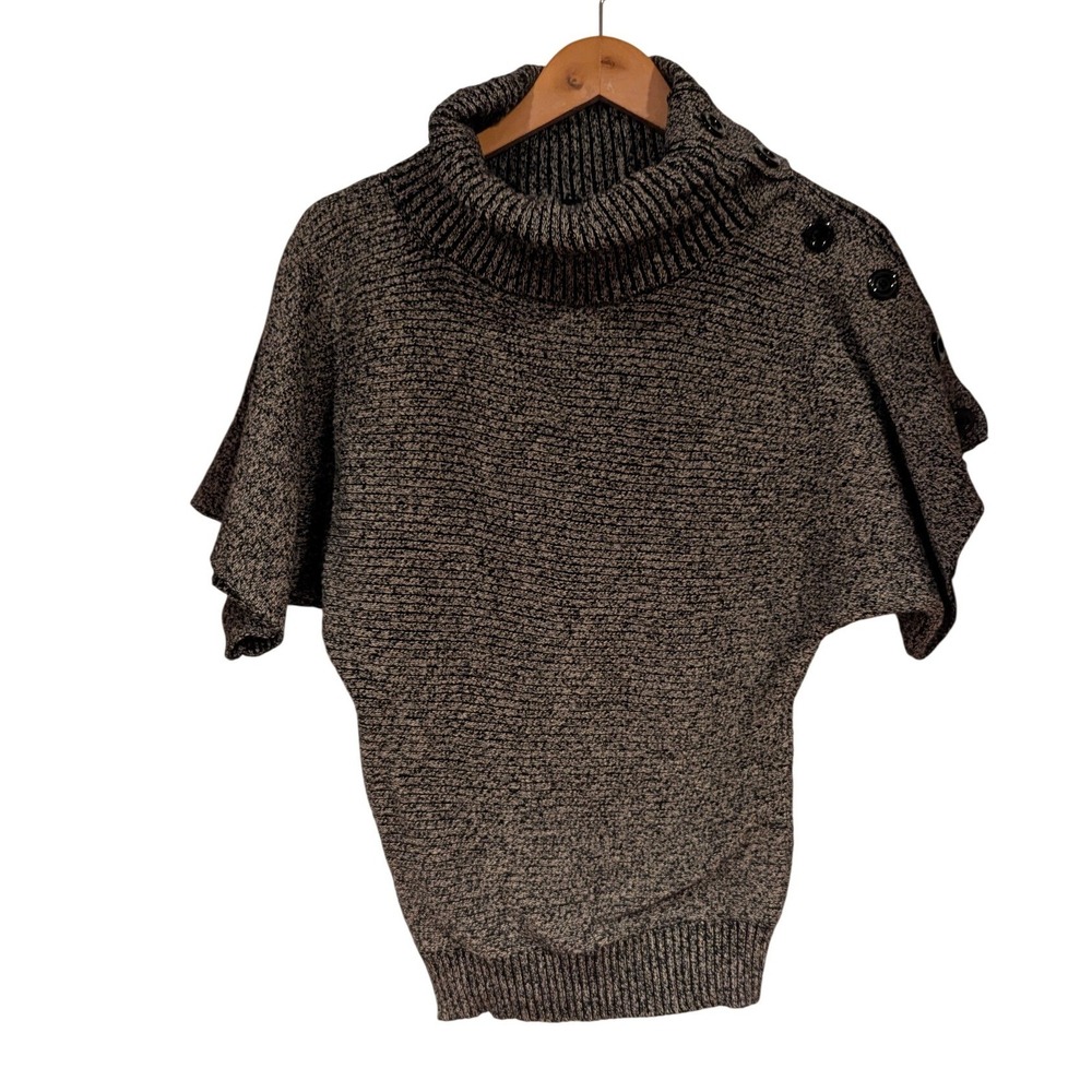 Grass Collection Grey Marled Cowl Neck Dolman Short Sleeve Cotton Sweater Size M